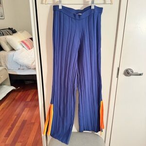 SOLID & striped navy pleated high rise pants
